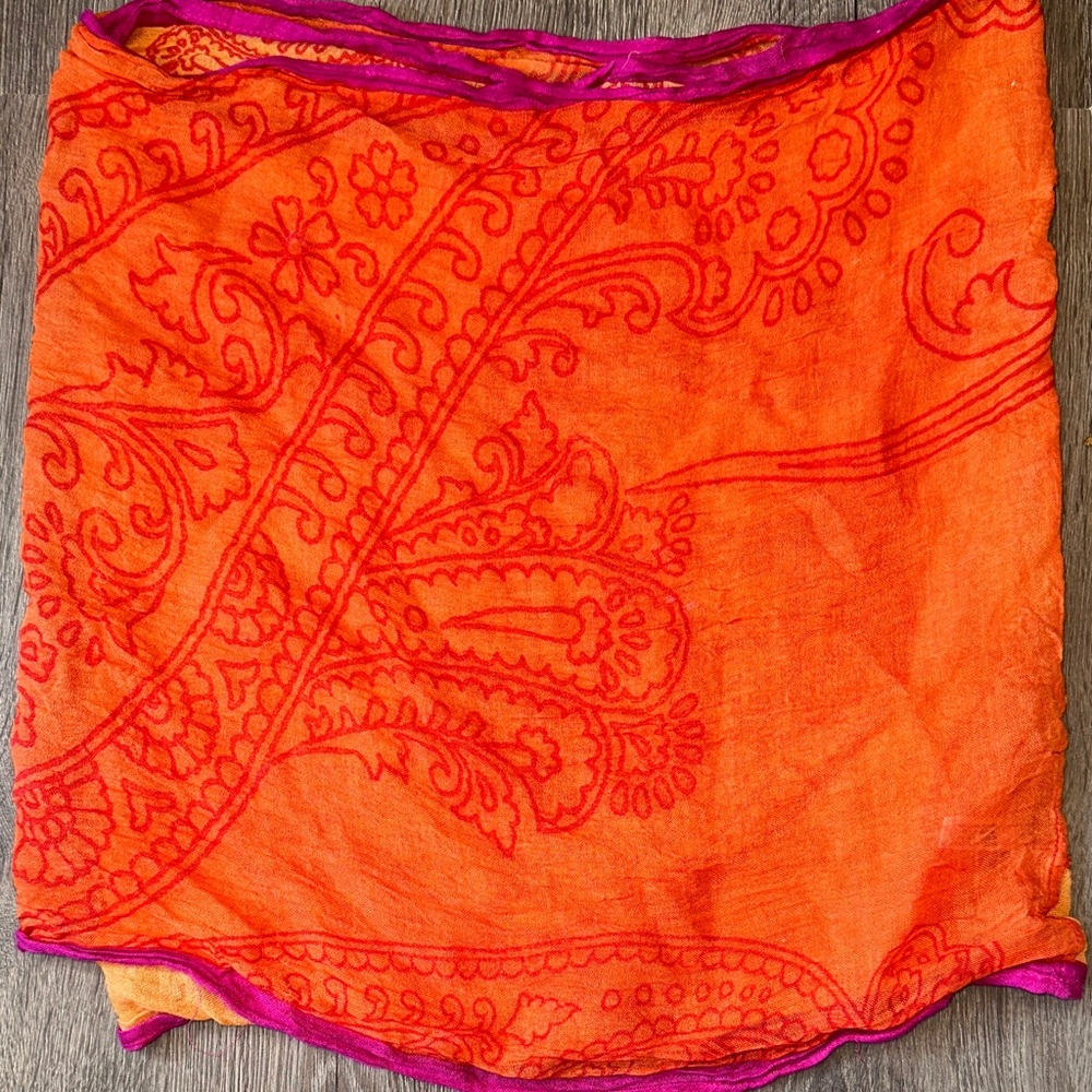 Threads 4 Thought Orange and Pink Paisley Wrap